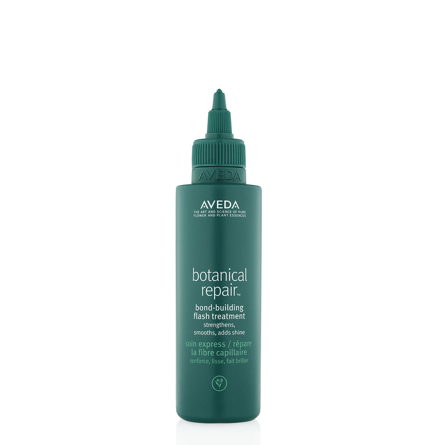 Aveda Botanical Repair Bond-Building Flash Treatment in a green bottle with a white label.